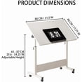 thumbnail image 2 of Royalbelle Adjustable Height Standing Desk,Foldable Mobile Stand Up with Wheels Small Rolling Computer Desk Laptop Portable Computer Workstations for Home Office,white, 2 of 7