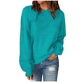 thumbnail image 1 of Pisexur Chandail à Col Rond Surdimensionné pour Femme, Uni, Manches Chauve-Souris Bouffantes à Revers, Chandail Tricoté, Haut à Manches Longues, Chandail Ample d'Automne, Chandail, Jumper, Hauts, 1 of 6