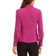 thumbnail image 3 of INSPIRE CHIC Women's Ruffled Stand Collar Long Sleeve Button Office Satin Shirt M Fuchsia, 3 of 6
