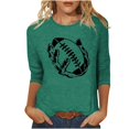 thumbnail image 3 of QATAINLAV T-Shirts Graphiques de Rugby pour Femmes Jour de Match 2025 Été Manches 3/4 Hauts Coupe Ample Décontractés Col Rond Blouses Tenues de Vacances Rabais de 90 pour Cent Liquidation Vert m, 3 of 5