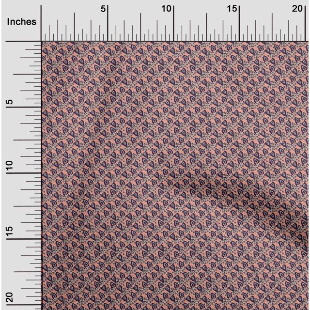 oneOone Cotton Cambric Fabric Leaves & Floral Block Print Fabric BTY 56 Inch Wide