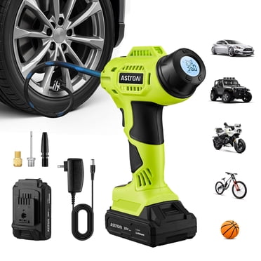 AstroAI Cordless Tire Inflator Portable Air Compressor, 10000mAh 160PSI Air Pump with 20V Battery, Digital Pressure Gauge & Auto Shutoff for Car, Motorcycle & Bike Tires, Green