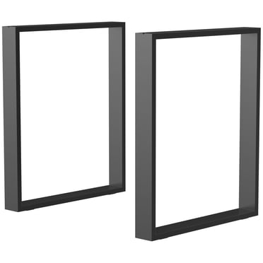 HOMCOM Metal Table Legs Set of 2, Square DIY Furniture Table Legs Black