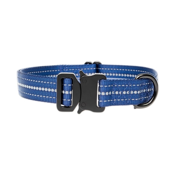 One Paw, Dotted Nylon Dog Collar with Metal Buckle, Blue, Water Repellent, Multiple sizes