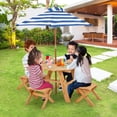 thumbnail image 2 of Costway Kids Wooden Table Set with Octagon Table 4 Stools & Removable Adjustable Umbrella Natural, 2 of 10