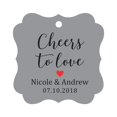 thumbnail image 1 of Darling Souvenir Cheers to Love Bottle Tag Personalized Wedding Favor Custom Hang Tags-Gray-100 Tags, 1 of 1