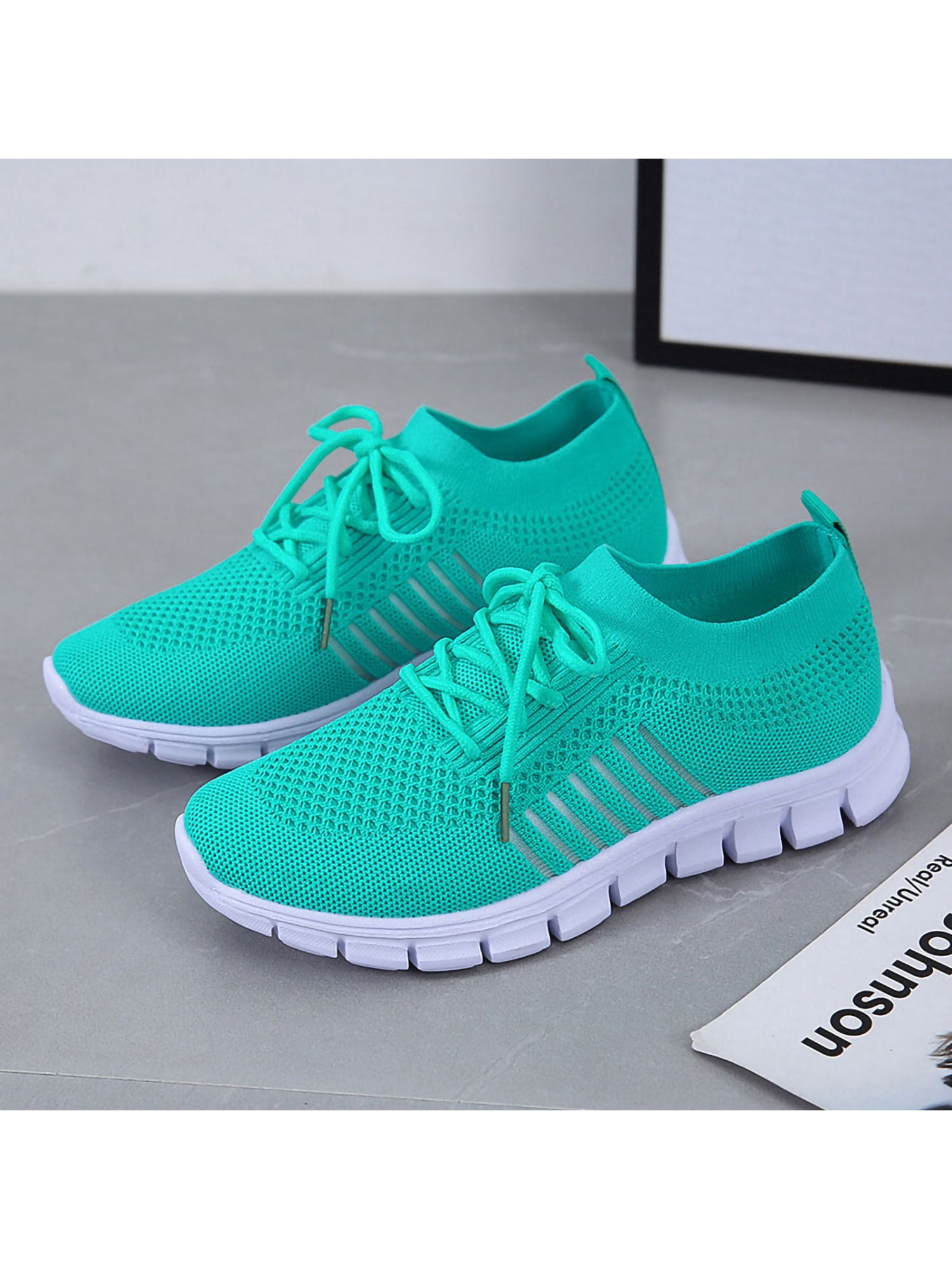 UKAP Ladies Trainers Round Toe Sneakers Solid Color Flats Women's Comfortable Blue 10