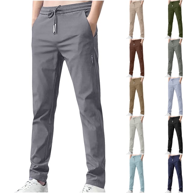 QATAINLAV Glide Pants for Men Big and Tall Stretch Breathable Pants Casual Drawstring Elastic Waist Straight Sweatpants Slim Fit Running Workout Pant Coffee XXXXXL Lightning Sales of Today