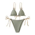 thumbnail image 3 of CNKOO 2 Pcs/Set Summer Bikini Set Solid Color Spaghetti Strap Hoop Classic Women Swimsuit for Water Sports, 3 of 3