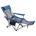 thumbnail image 1 of VEVOR Reclining Camping Chair, 4 Adjustable Positions, Portable Folding Lounger for Adults, Mesh Beach Chair with Headrest & Foot Rest, Supports 220 lbs, Heavy Duty Camp Chairs for Patio, Blue, 1 of 9