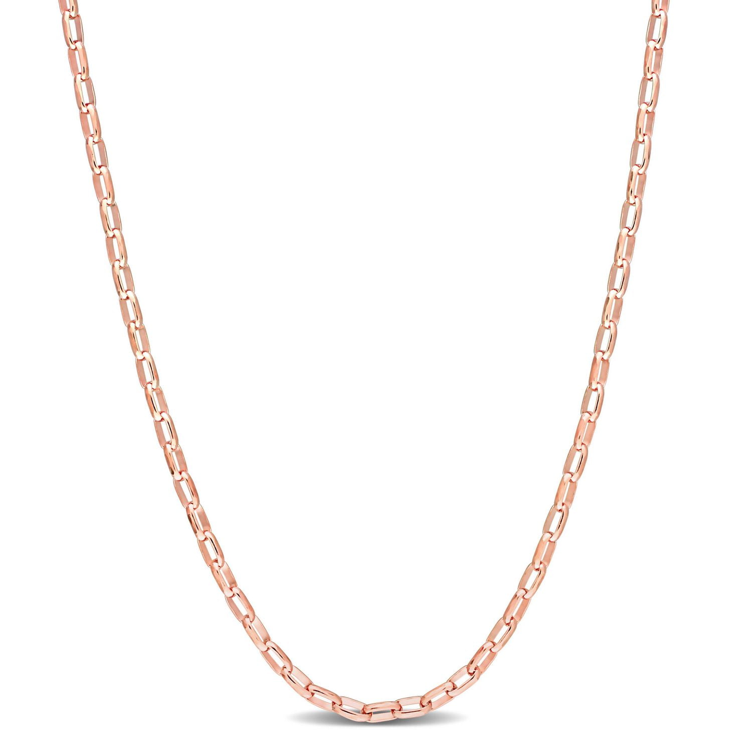 Collier en chaîne à bille ovale de Miabella en argent sterling plaqué or rose 18K