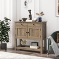 thumbnail image 4 of Homfa Farmhouse Console Table with 2 Drawers& Doors, Sofa Table with Storage Cabinet and Open Shelf for Living Room Entryway, Rustic Brown, 4 of 8