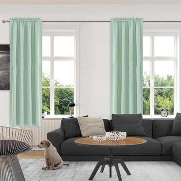 Qocolhg Rideaux Occultants pour Salon, Rideaux Isolants Thermiques Économiseurs d'Énergie pour Chambre et Cuisine, Rideaux Scandinaves en Soie Noire de Couleur Unie, Draperies Occultantes pour Chambre, 42x72 Po