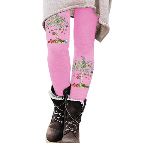 Zhanying Christmas Pattern Leggings for Women Affordable Slimming Hip-Lifting Cut Clothes for Women Pink XXL