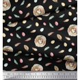 thumbnail image 2 of Soimoi Black Poly Georgette Fabric Nest & Feather Decor Fabric Printed Yard 52 Inch Wide, 2 of 5