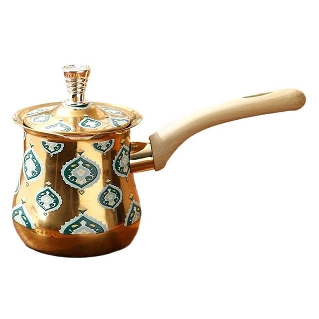 720ml Turkish Coffee Pot Stovetop Coffee Maker with Long Wooden Handle Stainless Steel