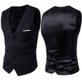 thumbnail image 3 of Jovati Sleeveless Suit Vest for Men, Solid Color, Polyester Blend, Slim Fit, Button Front, Casual Formal Wear, Spring Summer, 3 of 9