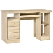 HOMCOM Computer Desk Modern Workstation Desk w/ Shelf Drawer Natural