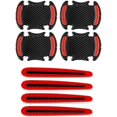 thumbnail image 1 of 8PCS 3D Fibre de Carbone Texture Porte de Voiture Poignée Autocollants Réfléchissants, Poignée de Porte Automatique Anti-Rayures Film Protecteur Voiture Bandes Réfléchissantes de Sécurité Extérieure (Rouge), 1 of 4