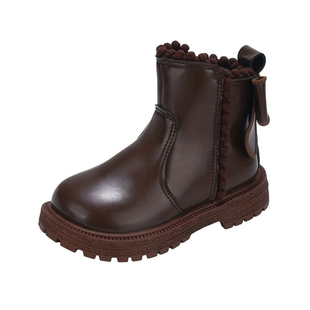 LNGOOR Trendy Cute Solid Color Bowknot Decor Boots With Zipper For Girls Non-slip Wear-resistant Boots For Spring Autumn Winter
