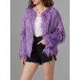 thumbnail image 4 of FOCUSNORM Women Faux Fur Coat Solid Color Open Front Long Sleeve Plus Size Jacket Warm Winter Outwear, 4 of 9