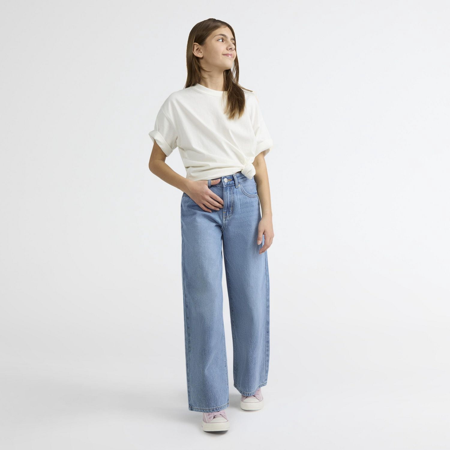 Levi Strauss Signature Girls' Core High-Rise Baggy Fit Jeans