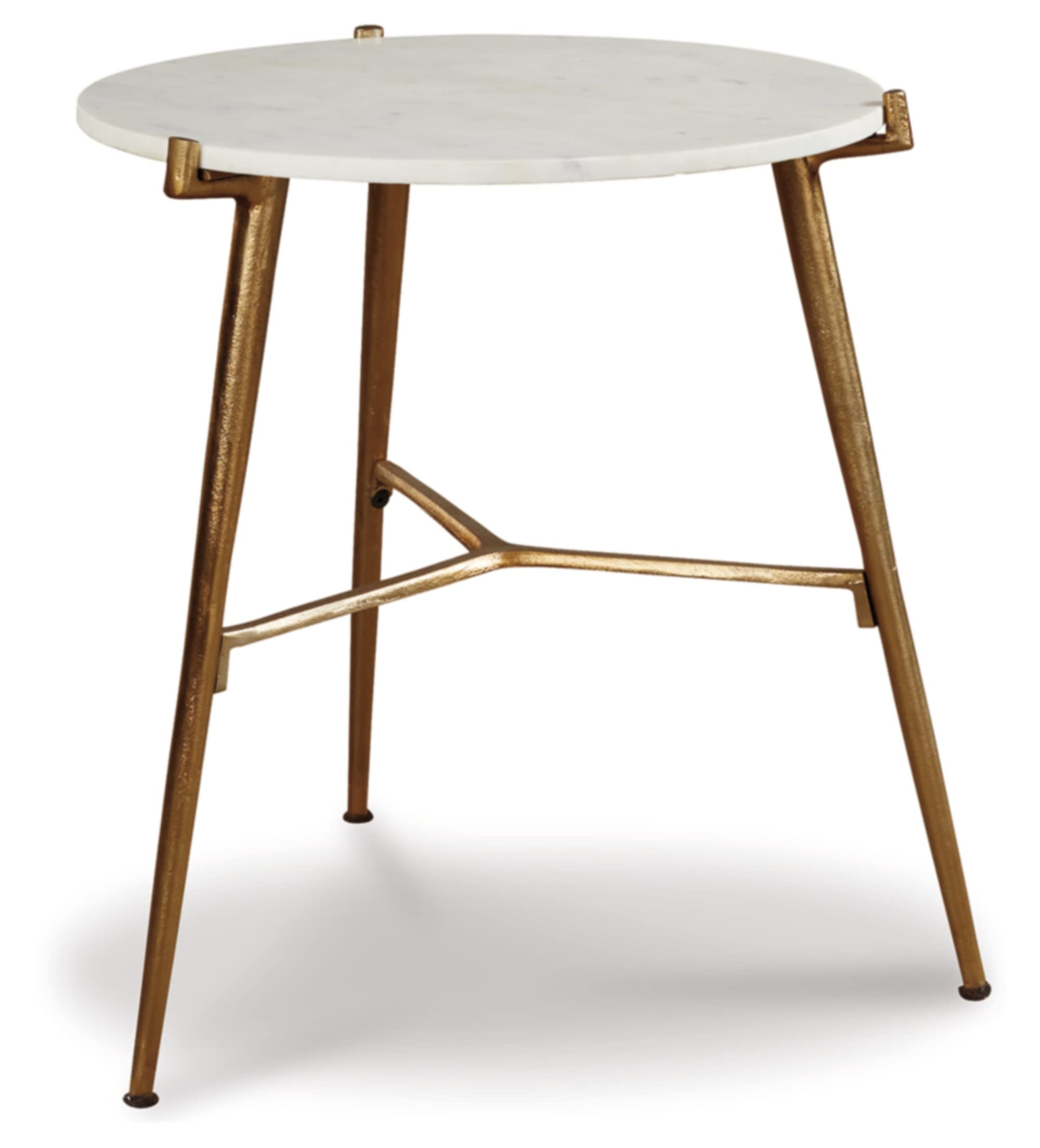 Bowery Hill Table d'Appoint avec Dessus en Marbre Blanc et Or