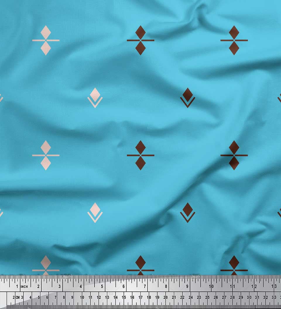 Soimoi Blue Poly Georgette Fabric Butidar Jamdani Decor Fabric Printed Yard 42 Inch Wide
