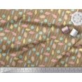 thumbnail image 2 of Soimoi Brown Rayon Crepe Fabric Crystals & Stripe Print Sewing Fabric BTY 46 Inch Wide, 2 of 4