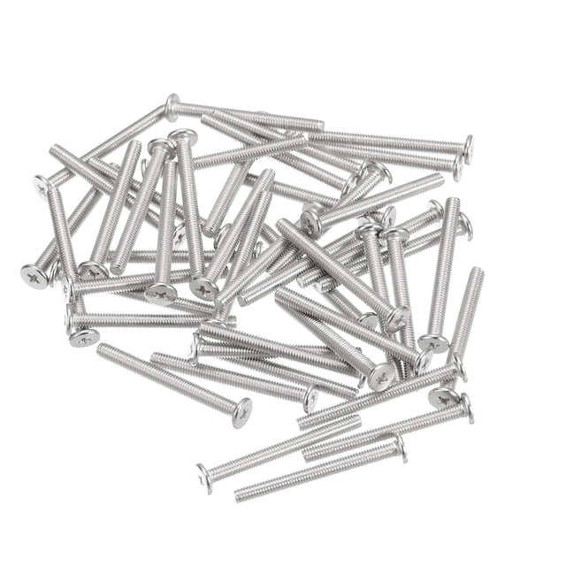 Unique Bargains M3x0.5x30mm Lot de 50 Vis Plates Rondes en Métal pour Machine à Entraînement Phillips