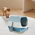 thumbnail image 4 of Bac à Litière pour Chat, Bac à Litière pour Urine de Chat, Bac à Litière Fermé avec Porte avant à Rabat et Pelle, Bac à Litière pour Minou Couvert avec Poignée et Boucles pour la Portabilité et l'Intimité, Bac à Litière pour Minou Fermé à Paroi Haute, 4 of 9