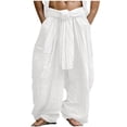 thumbnail image 2 of Men Solid Casual Pockets Outdoor Straight Type Elastic Waist Pants Trousers, 2 of 6