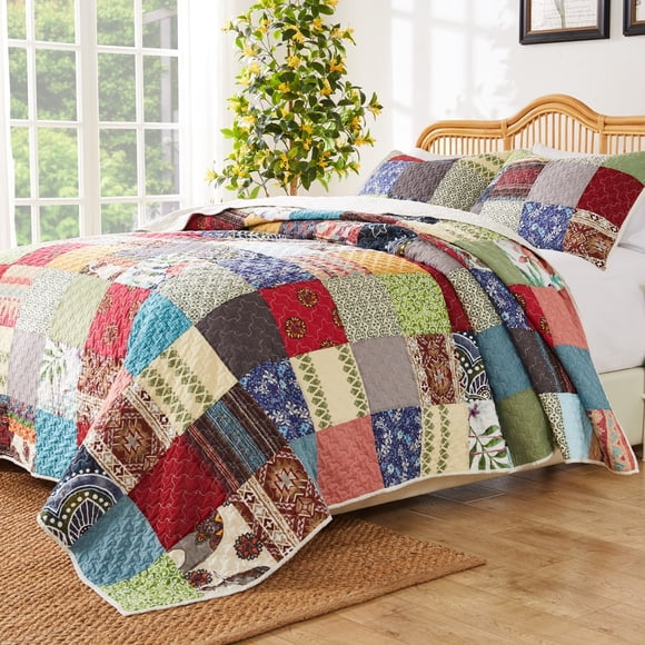Renee Upcycle Ensemble de Courtepointe Multi 3 Pcs Très Grand/Cal Très Grand
