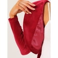thumbnail image 5 of INSPIRE CHIC Women's Velvet Shrug Open Front Long Sleeve Lapel Collar Open Front Cropped Cardigan Red L, 5 of 5