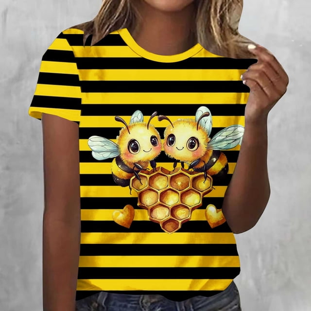 YFNNUP Chemises pour Femmes Grande Taille Mode Imprimé Manches Courtes Hauts Basiques Légers Col Rond T-Shirt Été Sortie Vacances Blouse Graphique Noir XXXXXL