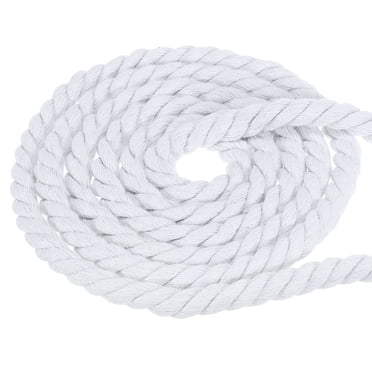 Unique Bargains Natural Twisted Cotton Rope 1/2 Inch x 98 Feet 3 Strand Tug of War Rope with Sealing Tape White