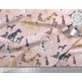 thumbnail image 2 of Soimoi Pink Poly Georgette Fabric Mix Dog Print Sewing Fabric Yard 42 Inch Wide, 2 of 3