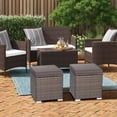 thumbnail image 3 of Patiojoy 2 Pieces Patio Ottoman Multipurpose Outdoor Wicker Footstool Storage Box Side Table w/ Solid Metal Frame Additional Seating w/ Removable Cushions Gray, 3 of 7