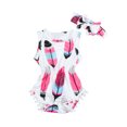 thumbnail image 1 of LSLJS Barboteuse Sans Manches à Plumes pour Bébés Filles + Bandeau Ensemble 2 Pcs 100, Baby Romper, 1 of 8