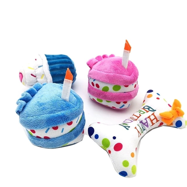 Pet Dog Toy Plush Birthday Cake Squeaky Toys Playing Interactive Bite Toys
