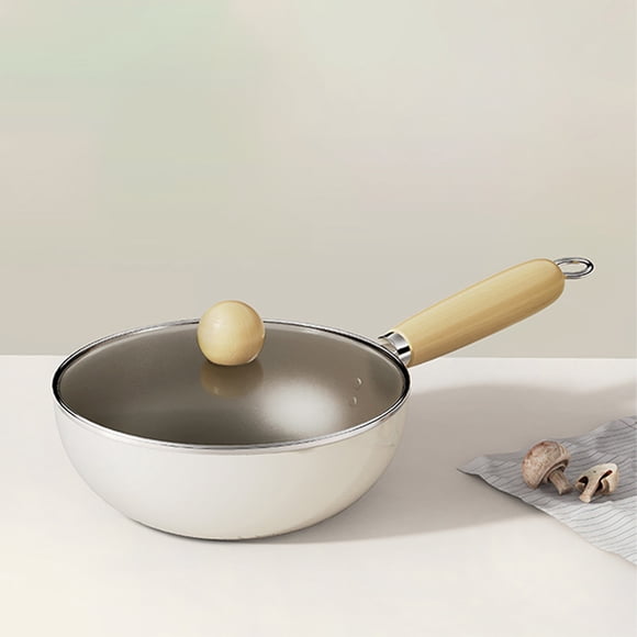 Titanium Ceramic Nonstick Frying Pan Skillet, Induction Compatible Cookware, Deep Sauté Pan with Wood Handle for Omelette, Stir Fry, Egg, Cooking, Home Kitchen, Healthy Oil-Free, Dishwasher Safe
