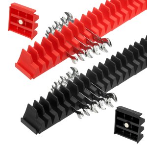 46pcs Magnetic Wrench Organizer for Tool Box, Magnetic Modular Wrench Organizer Holder Toolbox Universally for 46 Tools Drawer Chest Ratcheting Offset Wrenches, Black Red