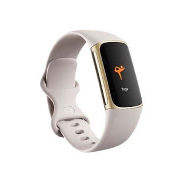 Fitbit Charge 5 - Soft gold stainless steel - activity tracker with infinity band - silicone - lunar white - wrist size: 5.12 in - 8.27 in - display 1.04" - Bluetooth, NFC