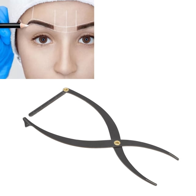 Pochoir à Sourcils, Règle de Maquillage en Acier Inoxydable, Outil de Mesure pour Microblading, Positionnement Permanent à 3 Points, Outil de Mesure Symétrique pour Sourcils