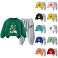 thumbnail image 1 of Pisexur Ensemble de Vêtements d'Automne pour Bébés Filles Garçons 2 Pcs Mode Décontractée Imprimé Mignon Manches Longues Col Rond Chandails en Molleton et Pantalons de Survêtement Ensemble de Survêtement pour Enfants Filles Garçons 3-8 Ans, 1 of 4