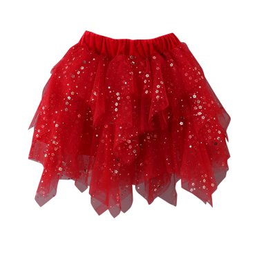 FhsagQ Robes Filles Robes de Noël Taille 10-12 Mariage Bébés Filles Jupe Tutu Douce et Duveteuse Tout-Petit Fête Fille Tutu en Maille Costume Danse Jupe Princesse Rouge 8-9 Ans