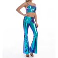 thumbnail image 2 of LUOGENLI Pantalon Décontracté pour Femme Pantalon Décontracté pour Femme Couleur Évasée Coupe Ajustée Festival Performance Pantalon Habillé Pantalon Évasé Pantalon Décontracté pour Femme Coupe Régulière Pantalon Habillé Décontracté pour Femme Long Bleu TG, 2 of 7