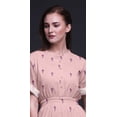 thumbnail image 3 of Bimba Rayon Leaves Block Smocked Waist Printed Gown Maxi Side Slit LadiesDress-XXX-Large, 3 of 6