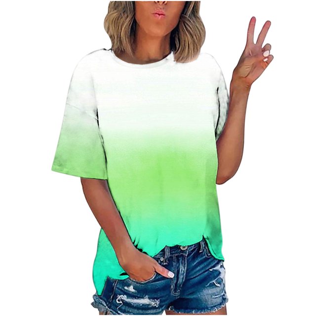 Pompotops T-shirt Imprimé pour Femme, Manches Courtes, Blouse à Col Rond, Hauts Décontractés, Liquidation