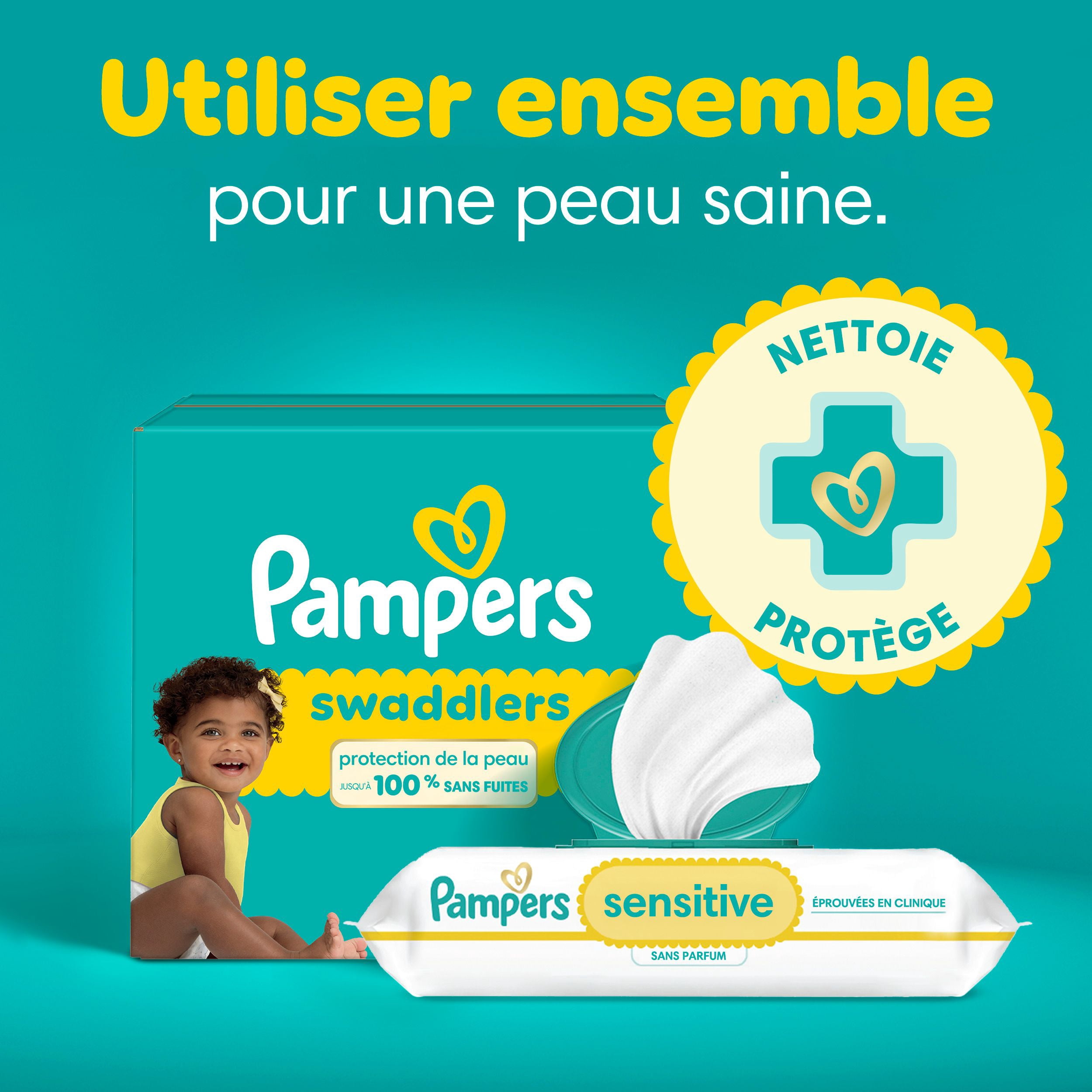 Pampers Swaddlers Couches, Taille 0 (jusqu'à 10 lbs), Absorbantes, Garde Bébé au Sec et Confortable, Couche pour Bébé Jetable Sécuritaire pour la Peau